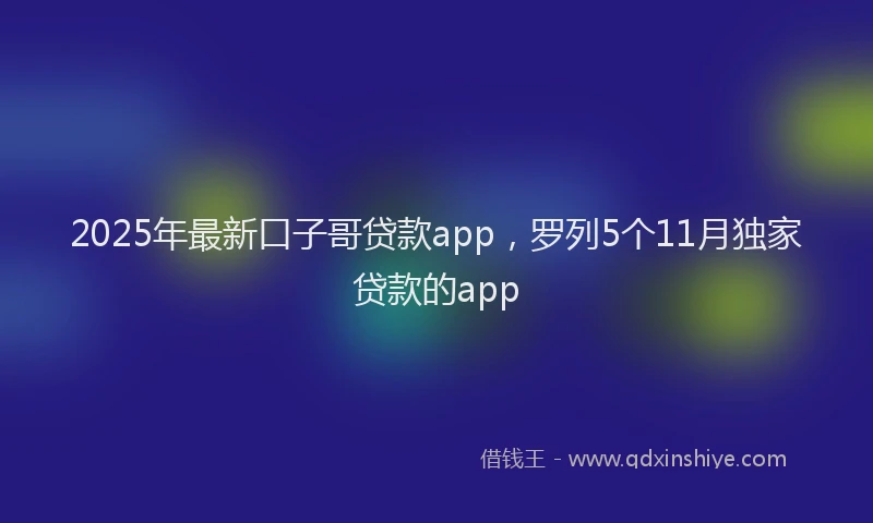2025年最新口子哥贷款app，罗列5个11月独家贷款的app