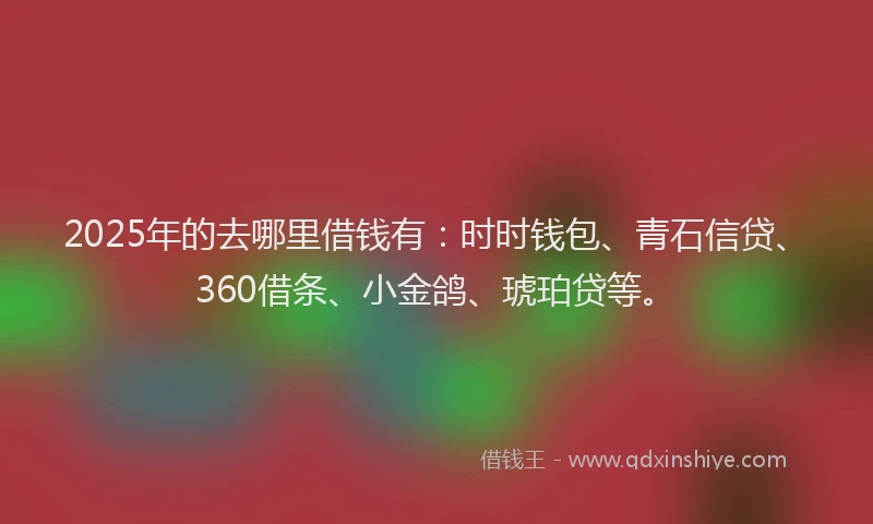 2025年的去哪里借钱有：时时钱包、青石信贷、360借条、小金鸽、琥珀贷等。