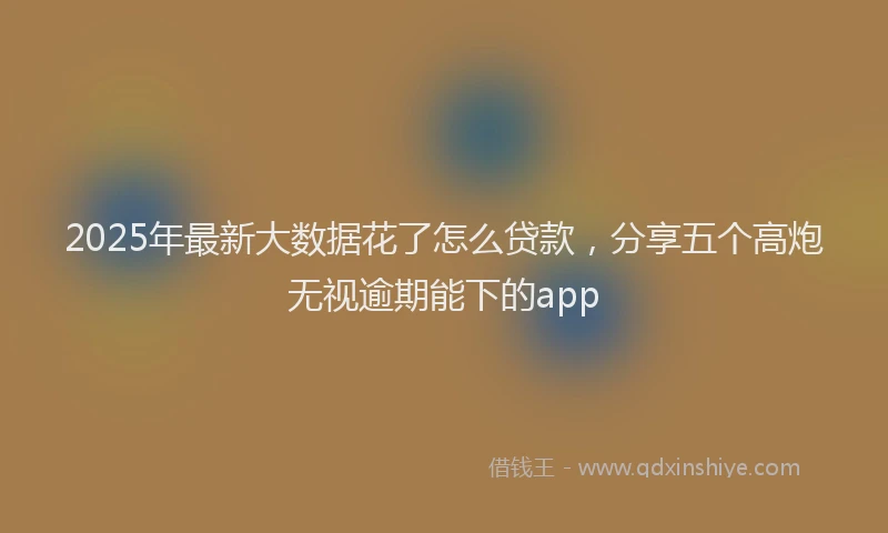 2025年最新大数据花了怎么贷款，分享五个高炮无视逾期能下的app
