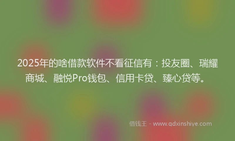 2025年的啥借款软件不看征信有：投友圈、瑞耀商城、融悦Pro钱包、信用卡贷、臻心贷等。