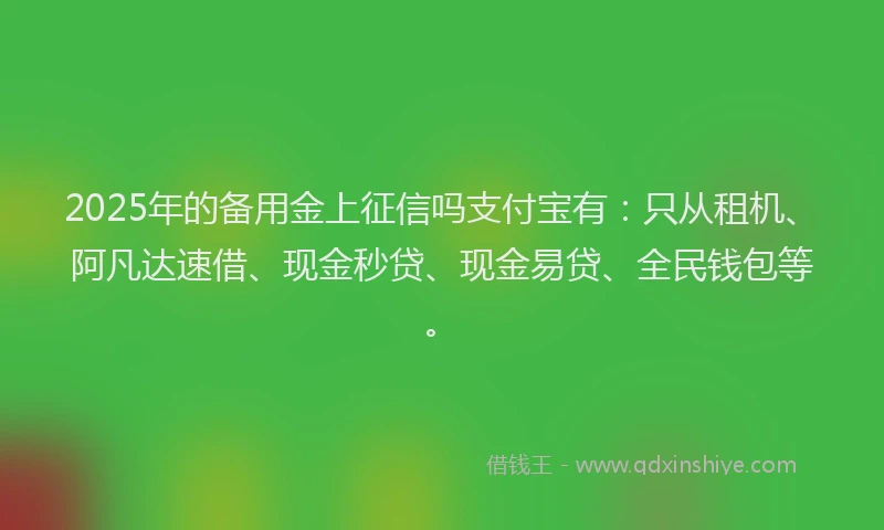 2025年的备用金上征信吗支付宝有：只从租机、阿凡达速借、现金秒贷、现金易贷、全民钱包等。