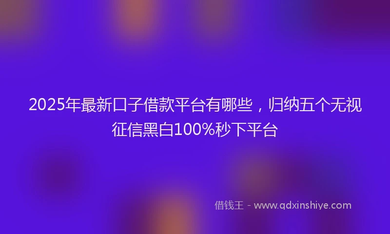 2025年最新口子借款平台有哪些，归纳五个无视征信黑白100%秒下平台