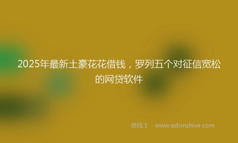 2025年最新土豪花花借钱，罗列五个对征信宽松的网贷软件