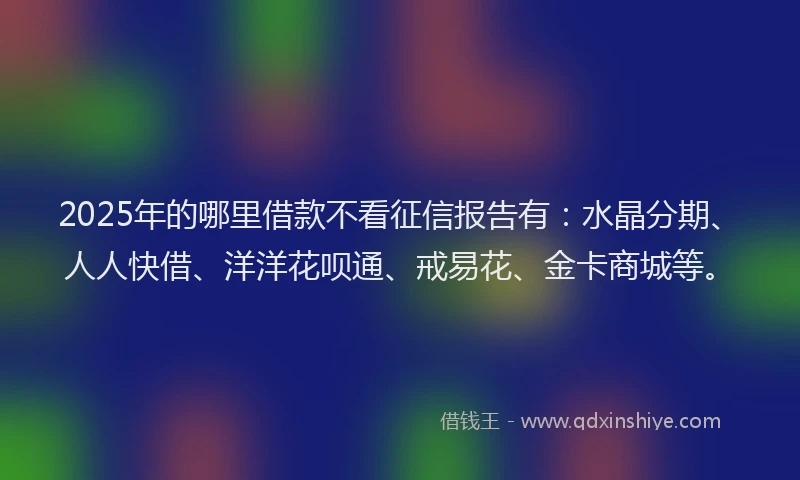 2025年的哪里借款不看征信报告有：水晶分期、人人快借、洋洋花呗通、戒易花、金卡商城等。