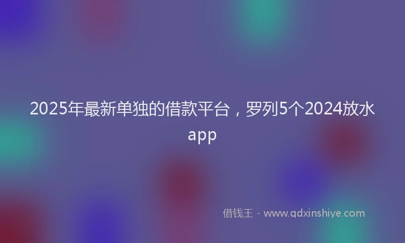 2025年最新单独的借款平台，罗列5个2024放水app