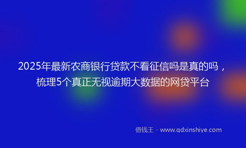 2025年最新农商银行贷款不看征信吗是真的吗，梳理5个真正无视逾期大数据的网贷平台