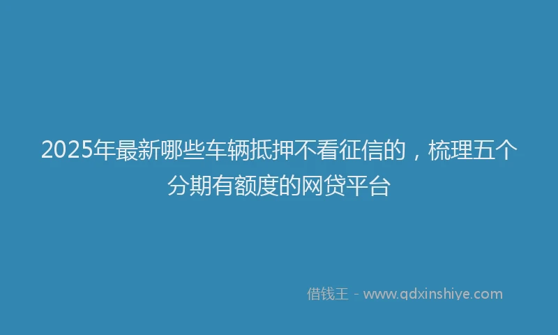 2025年最新哪些车辆抵押不看征信的，梳理五个分期有额度的网贷平台