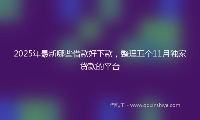 2025年最新哪些借款好下款，整理五个11月独家贷款的平台