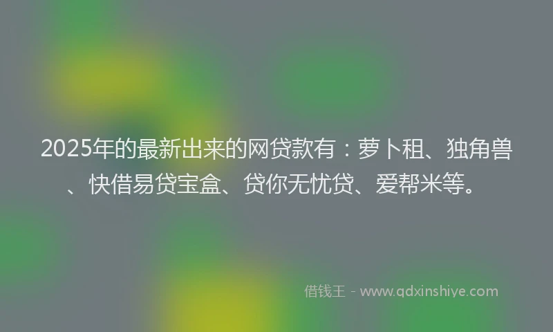 2025年的最新出来的网贷款有：萝卜租、独角兽、快借易贷宝盒、贷你无忧贷、爱帮米等。