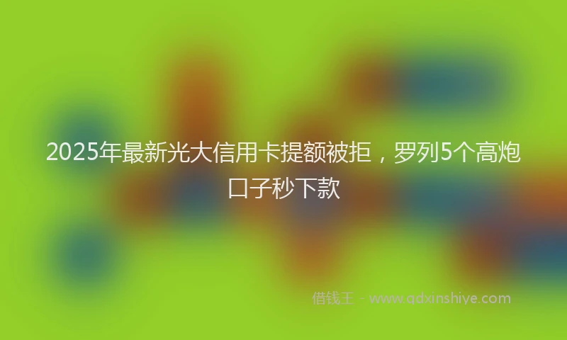 2025年最新光大信用卡提额被拒，罗列5个高炮口子秒下款