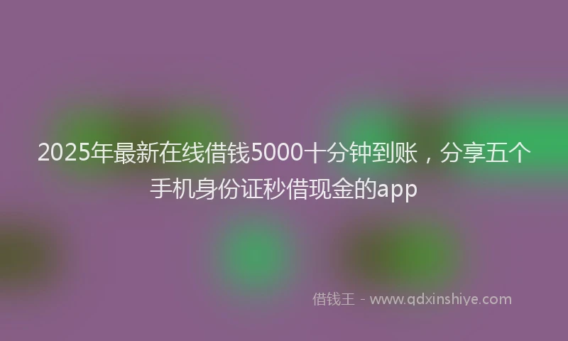 2025年最新在线借钱5000十分钟到账，分享五个手机身份证秒借现金的app