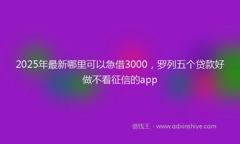 2025年最新哪里可以急借3000，罗列五个贷款好做不看征信的app