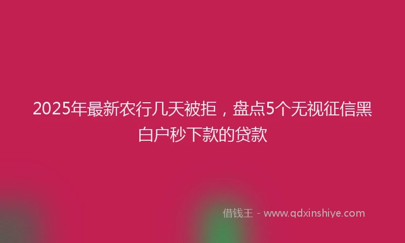 2025年最新农行几天被拒，盘点5个无视征信黑白户秒下款的贷款