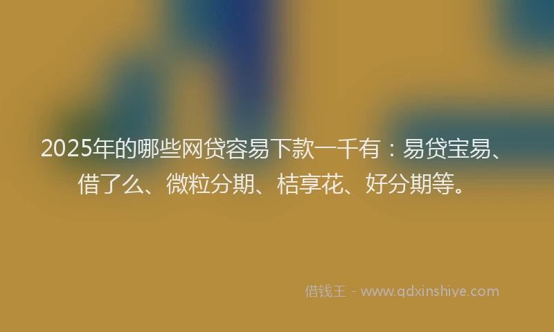 2025年的哪些网贷容易下款一千有：易贷宝易、借了么、微粒分期、桔享花、好分期等。