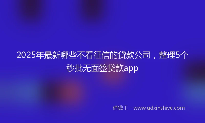 2025年最新哪些不看征信的贷款公司，整理5个秒批无面签贷款app