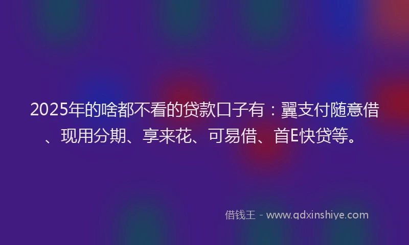 2025年的啥都不看的贷款口子有：翼支付随意借、现用分期、享来花、可易借、首E快贷等。