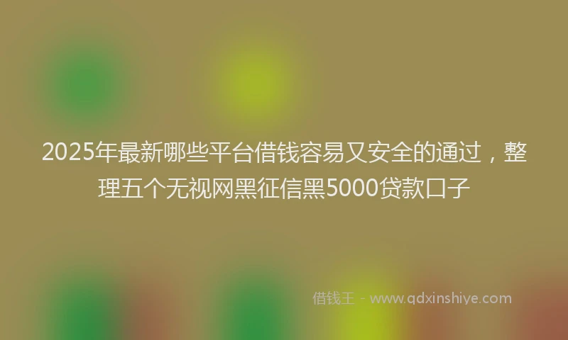 2025年最新哪些平台借钱容易又安全的通过，整理五个无视网黑征信黑5000贷款口子