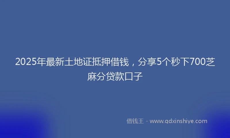 2025年最新土地证抵押借钱，分享5个秒下700芝麻分贷款口子