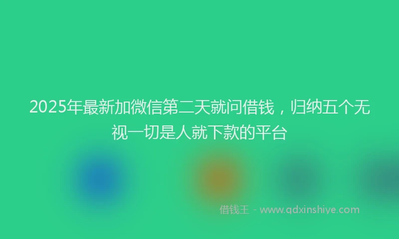 2025年最新加微信第二天就问借钱，归纳五个无视一切是人就下款的平台