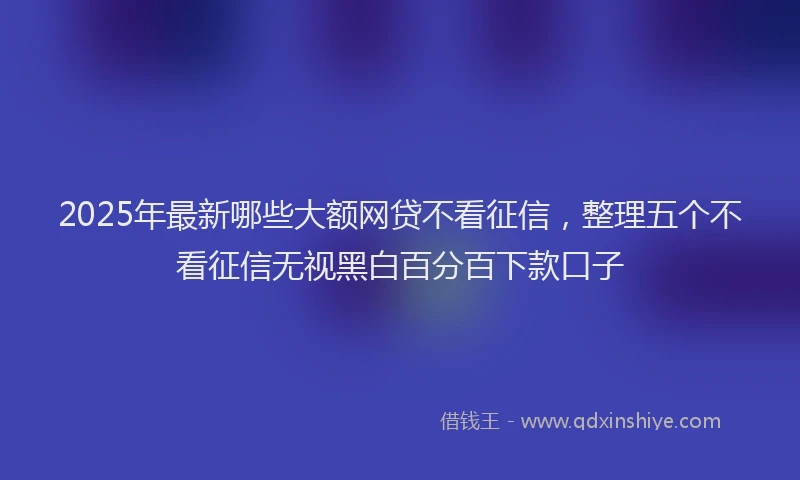 2025年最新哪些大额网贷不看征信，整理五个不看征信无视黑白百分百下款口子