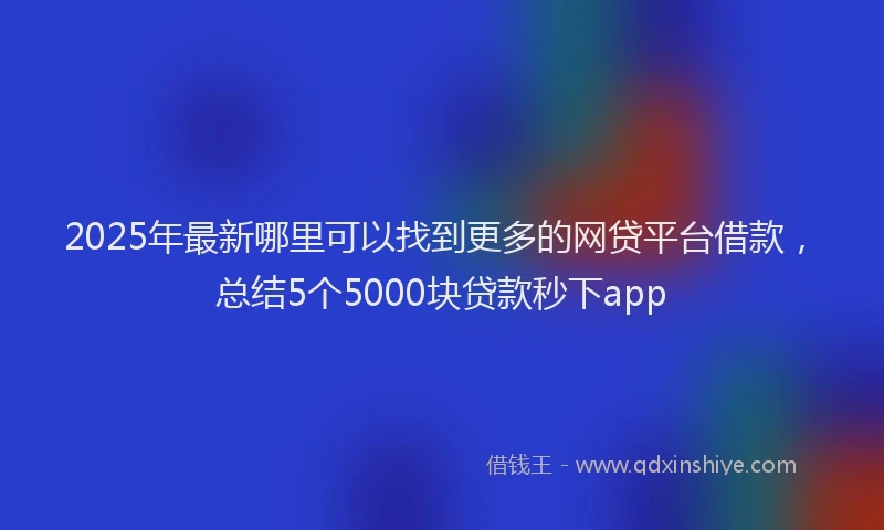2025年最新哪里可以找到更多的网贷平台借款，总结5个5000块贷款秒下app