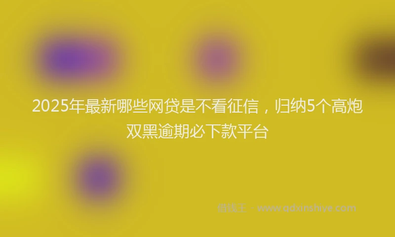 2025年最新哪些网贷是不看征信，归纳5个高炮双黑逾期必下款平台