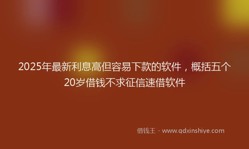2025年最新利息高但容易下款的软件，概括五个20岁借钱不求征信速借软件