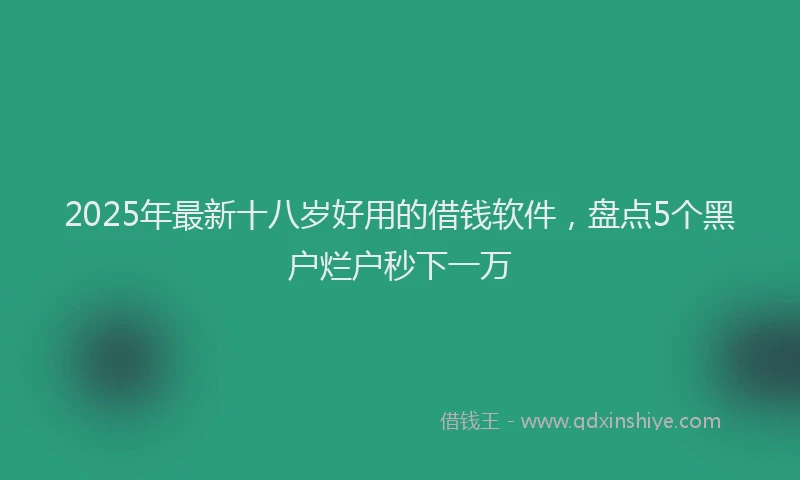 2025年最新十八岁好用的借钱软件，盘点5个黑户烂户秒下一万