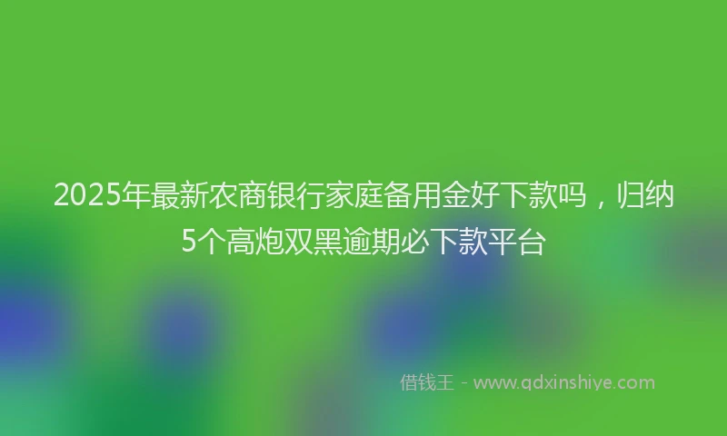 2025年最新农商银行家庭备用金好下款吗，归纳5个高炮双黑逾期必下款平台