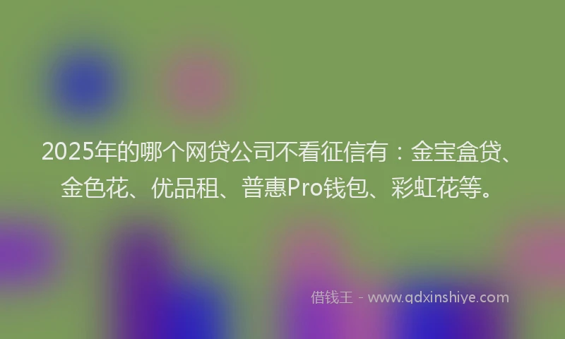 2025年的哪个网贷公司不看征信有：金宝盒贷、金色花、优品租、普惠Pro钱包、彩虹花等。