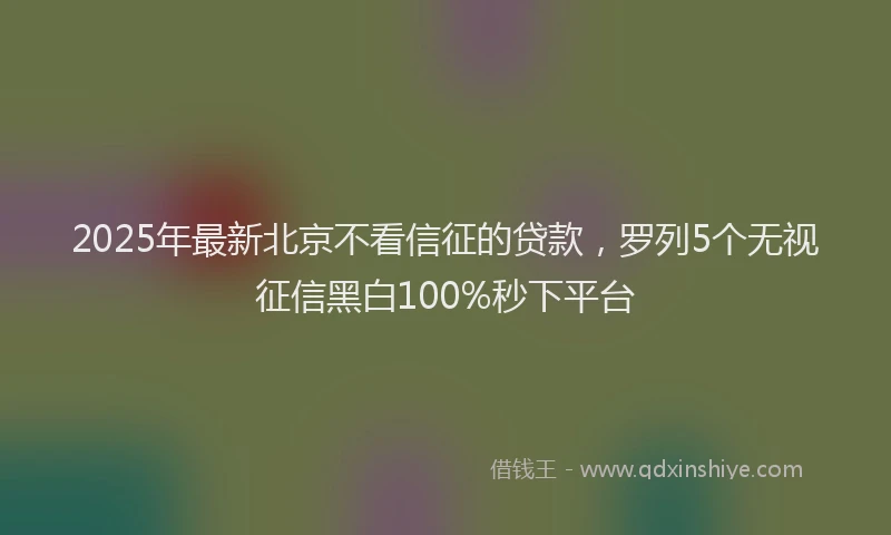 2025年最新北京不看信征的贷款，罗列5个无视征信黑白100%秒下平台