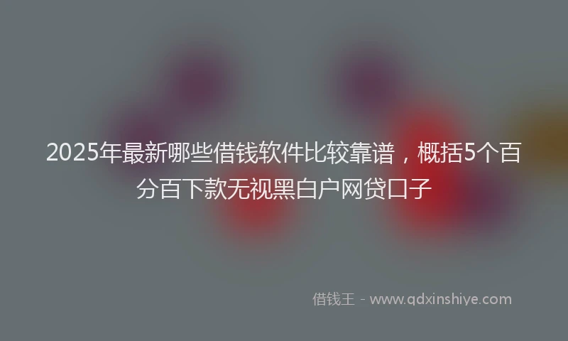 2025年最新哪些借钱软件比较靠谱，概括5个百分百下款无视黑白户网贷口子