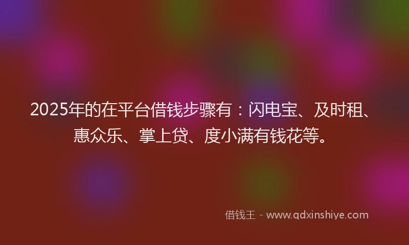 2025年的在平台借钱步骤有：闪电宝、及时租、惠众乐、掌上贷、度小满有钱花等。