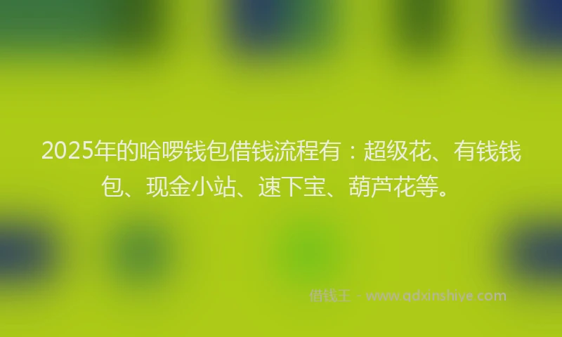 2025年的哈啰钱包借钱流程有：超级花、有钱钱包、现金小站、速下宝、葫芦花等。