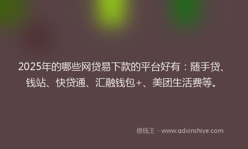 2025年的哪些网贷易下款的平台好有：随手贷、钱站、快贷通、汇融钱包+、美团生活费等。