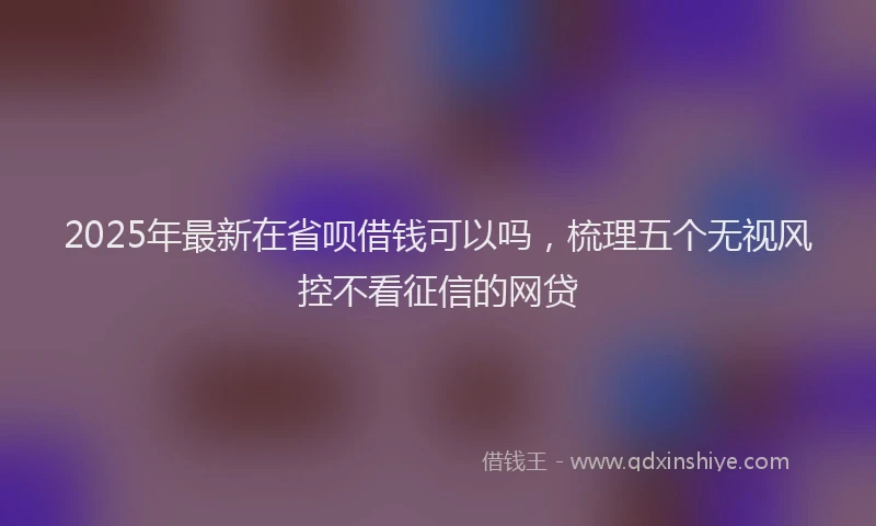 2025年最新在省呗借钱可以吗，梳理五个无视风控不看征信的网贷
