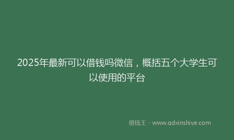 2025年最新可以借钱吗微信，概括五个大学生可以使用的平台