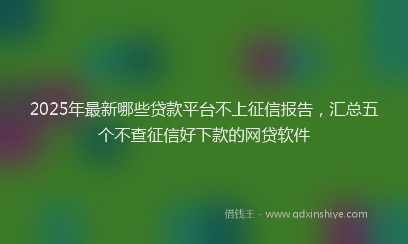2025年最新哪些贷款平台不上征信报告，汇总五个不查征信好下款的网贷软件