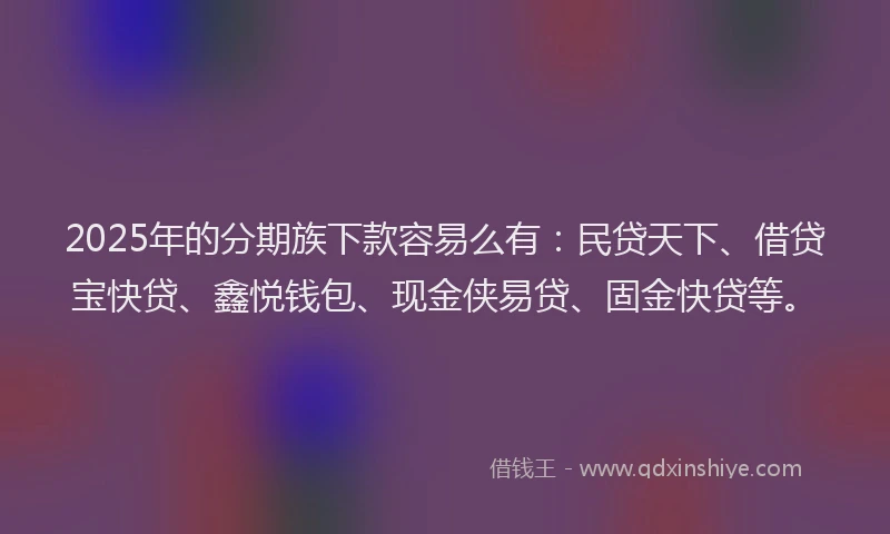 2025年的分期族下款容易么有：民贷天下、借贷宝快贷、鑫悦钱包、现金侠易贷、固金快贷等。