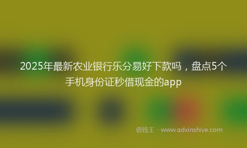 2025年最新农业银行乐分易好下款吗，盘点5个手机身份证秒借现金的app