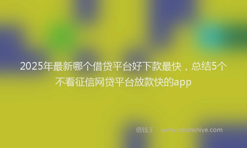 2025年最新哪个借贷平台好下款最快，总结5个不看征信网贷平台放款快的app