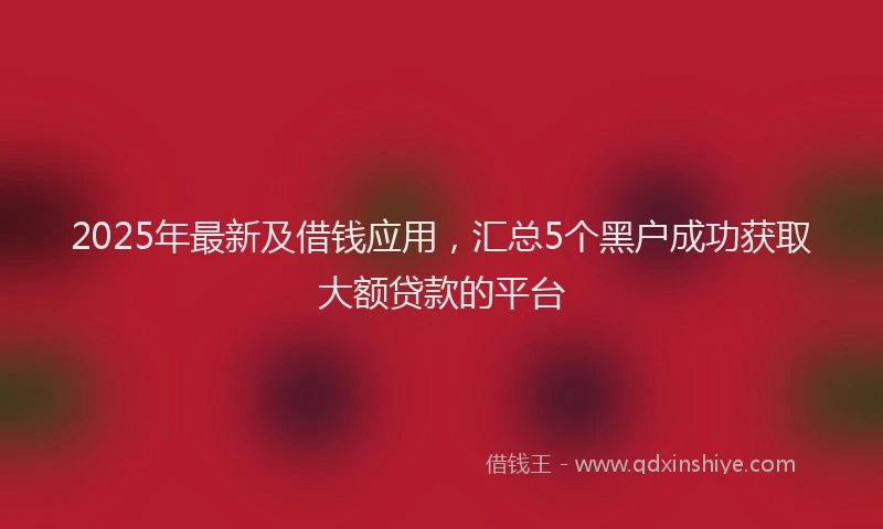 2025年最新及借钱应用，汇总5个黑户成功获取大额贷款的平台
