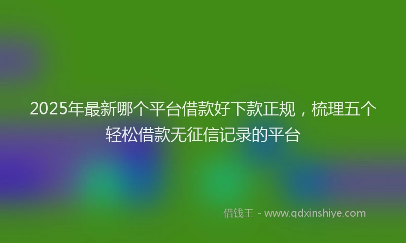 2025年最新哪个平台借款好下款正规，梳理五个轻松借款无征信记录的平台