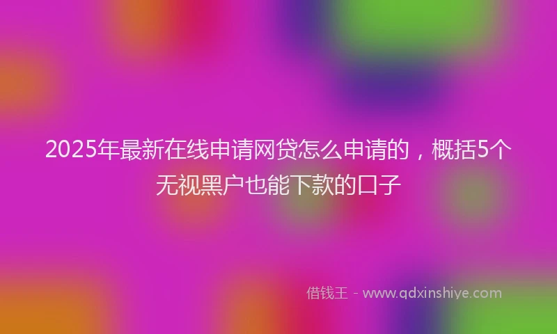 2025年最新在线申请网贷怎么申请的，概括5个无视黑户也能下款的口子
