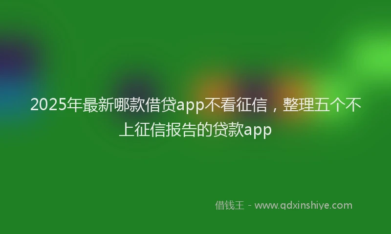 2025年最新哪款借贷app不看征信，整理五个不上征信报告的贷款app