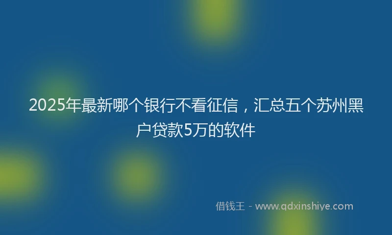 2025年最新哪个银行不看征信，汇总五个苏州黑户贷款5万的软件