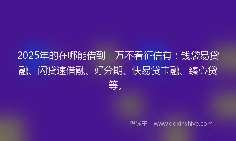2025年的在哪能借到一万不看征信有：钱袋易贷融、闪贷速借融、好分期、快易贷宝融、臻心贷等。