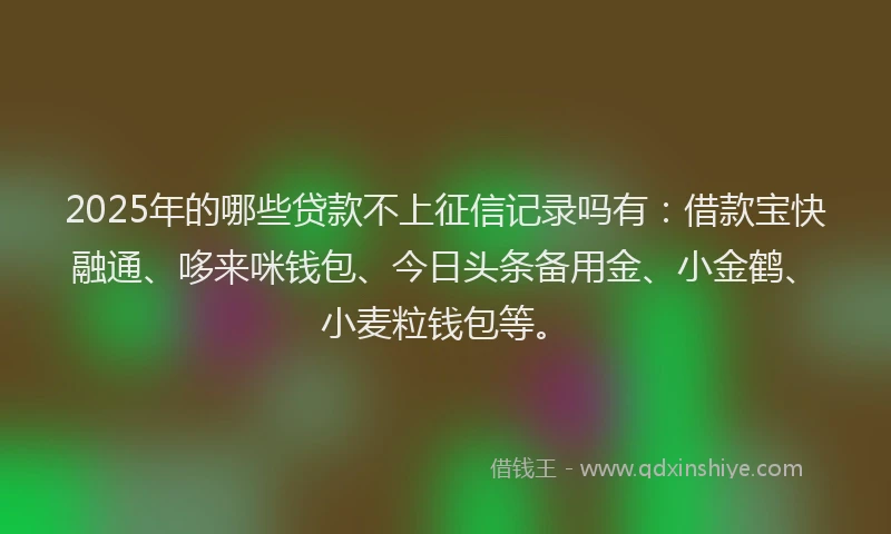 2025年的哪些贷款不上征信记录吗有：借款宝快融通、哆来咪钱包、今日头条备用金、小金鹤、小麦粒钱包等。