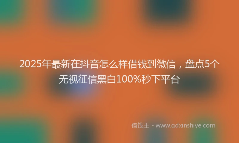 2025年最新在抖音怎么样借钱到微信，盘点5个无视征信黑白100%秒下平台