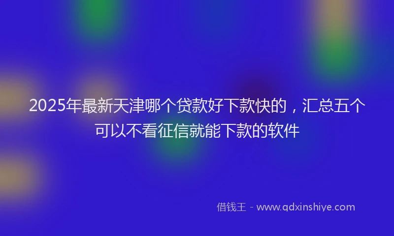 2025年最新天津哪个贷款好下款快的，汇总五个可以不看征信就能下款的软件